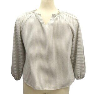 Zara Kids Striped Long Sleeve Blouse Girls Size 13 14 Gray
